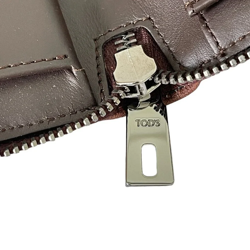 Tod's Italy Color block Orange/Brown‎ Zip Continental Wallet XAWDSPA04Z0DOUL016